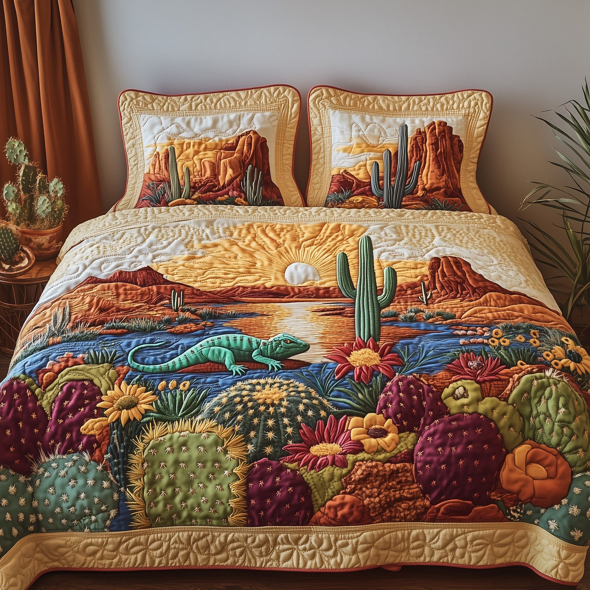 Desert Sunset Watcher Quilted Bedding Set Duvet Cover Merchandise Country And Western Gifts