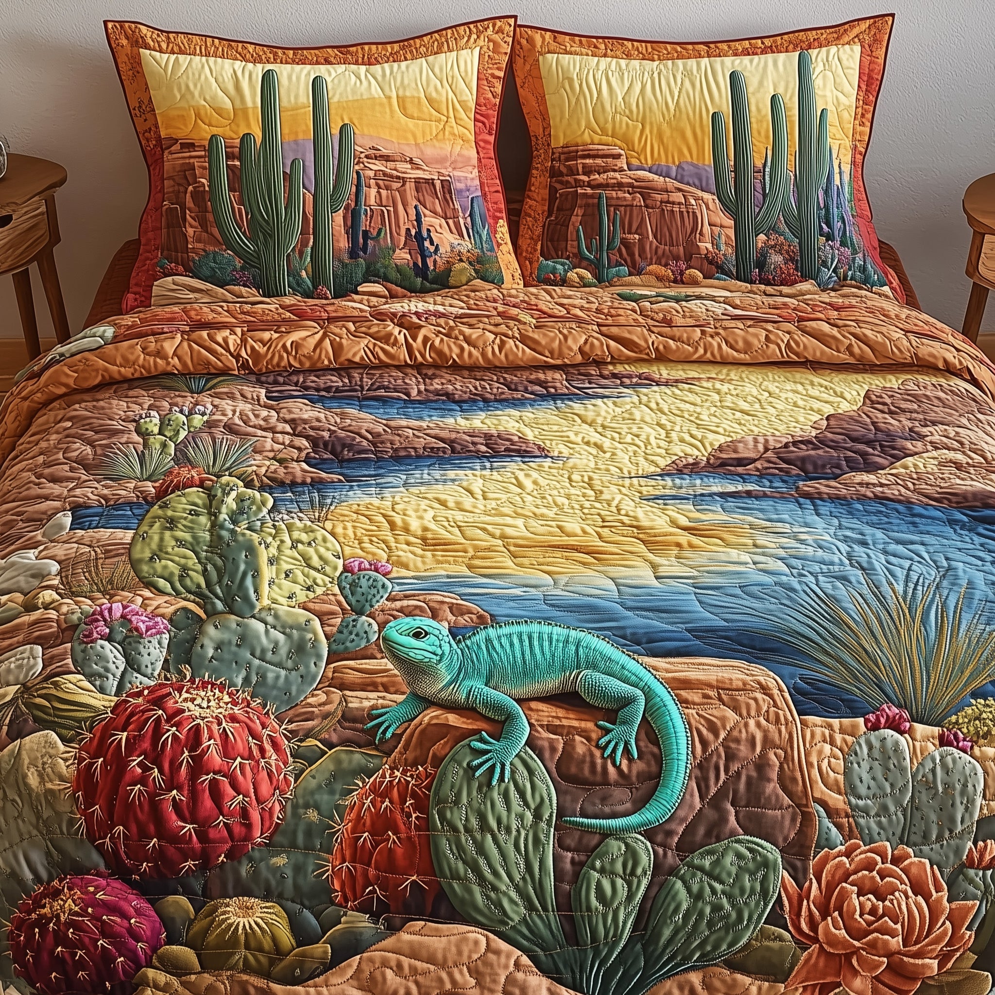 Desert Sunset Watcher Quilted Bedding Set Duvet Cover Merchandise Gifts For Western Lovers