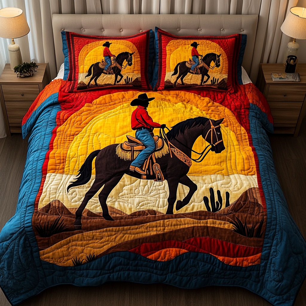 Desert Trail Quilted Bedding Set Cute Room Decor Cool Gifts For Cowboys