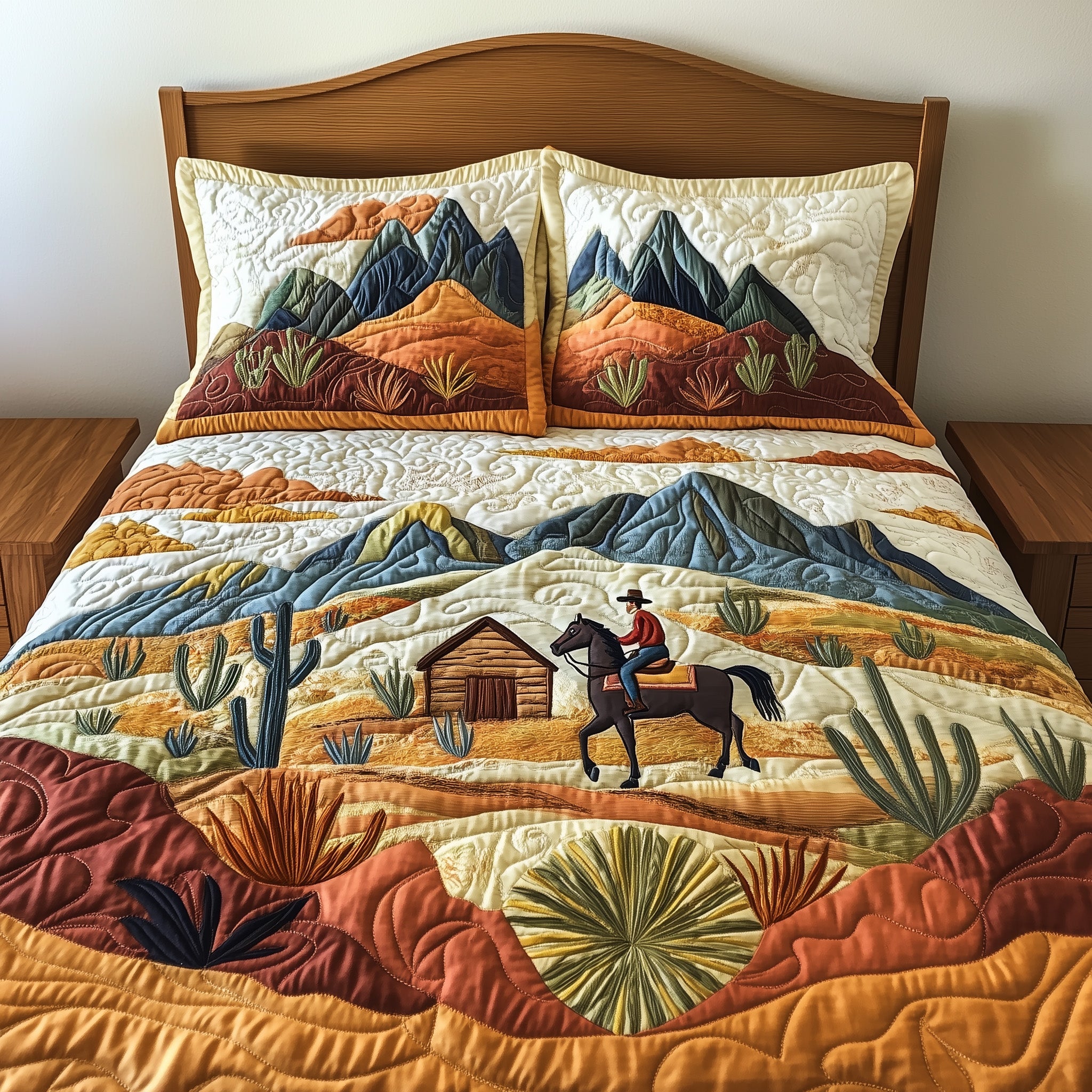 Desert View Quilted Bedding Set Duvet Cover Bedspread Best Christmas Gifts For Cowboys