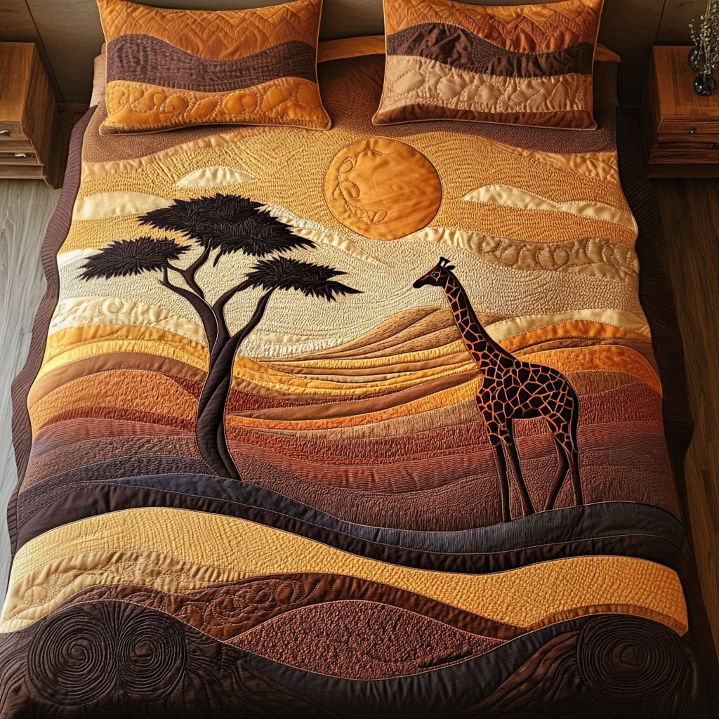 Desert Wanderer Giraffe Quilted Bedding Set Perfect Housewarming Gift for a Cozy Bedroom