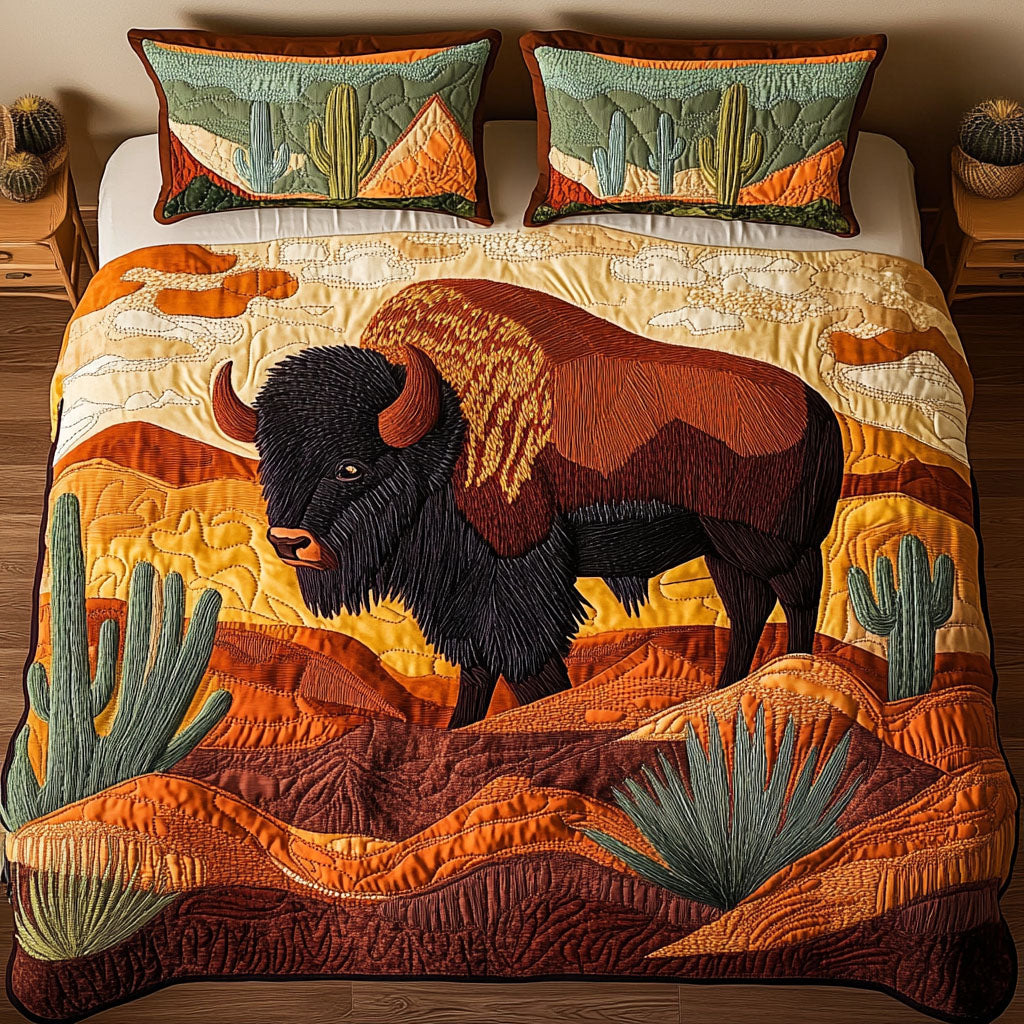 Desert Wanderer Quilted Bedding Set Bedroom Decor Ideas Gifts For Bison Lovers