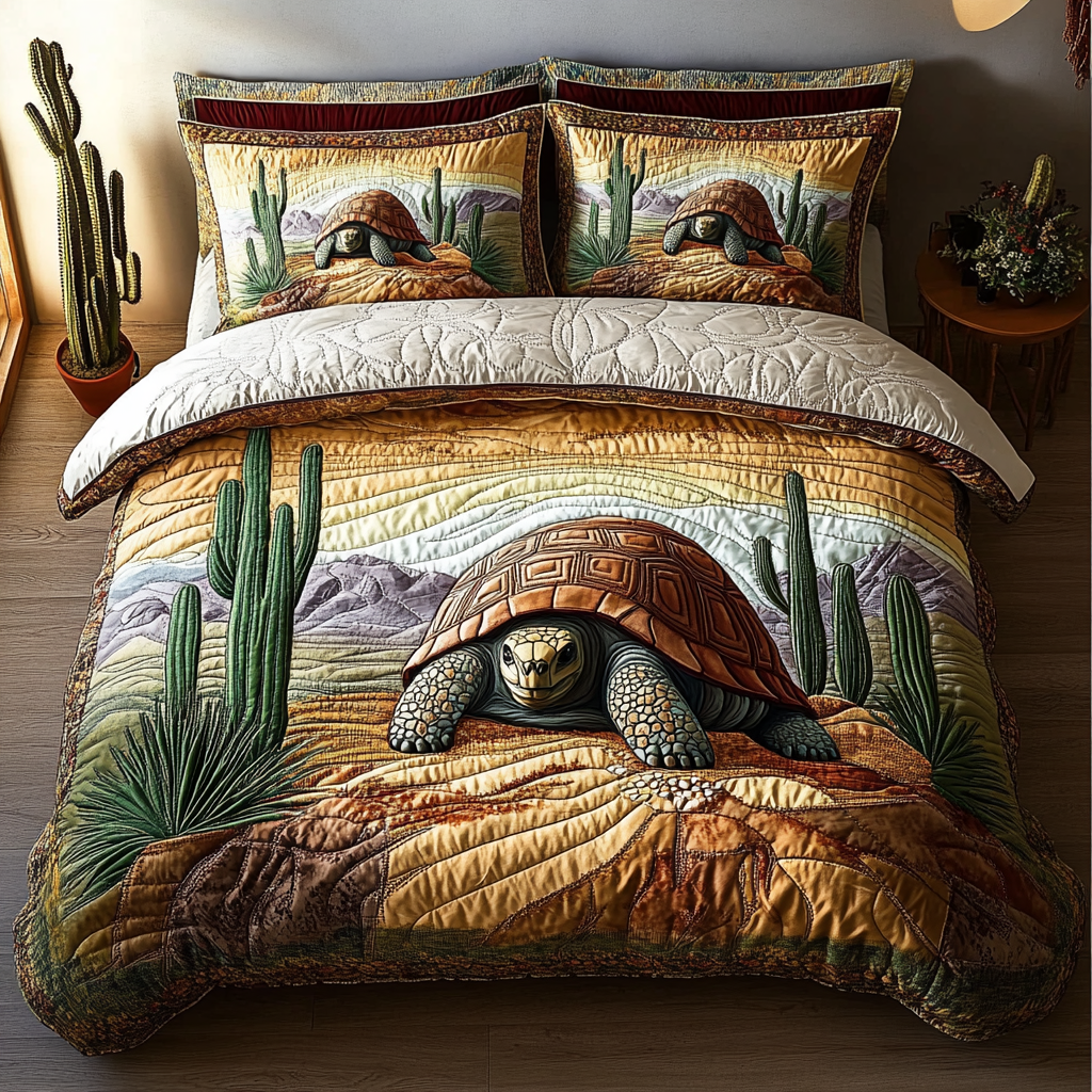 Desert Wanderer Quilted Bedding Set Cozy Bedroom Decor Christmas Presents For Sea Turtle Lovers