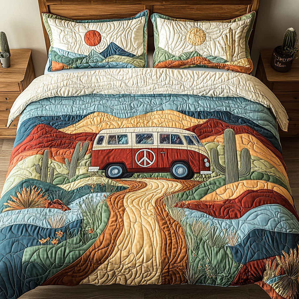 Desert Wanderer Quilted Bedding Set Cute Room Decor Christmas Ideas For Hippies