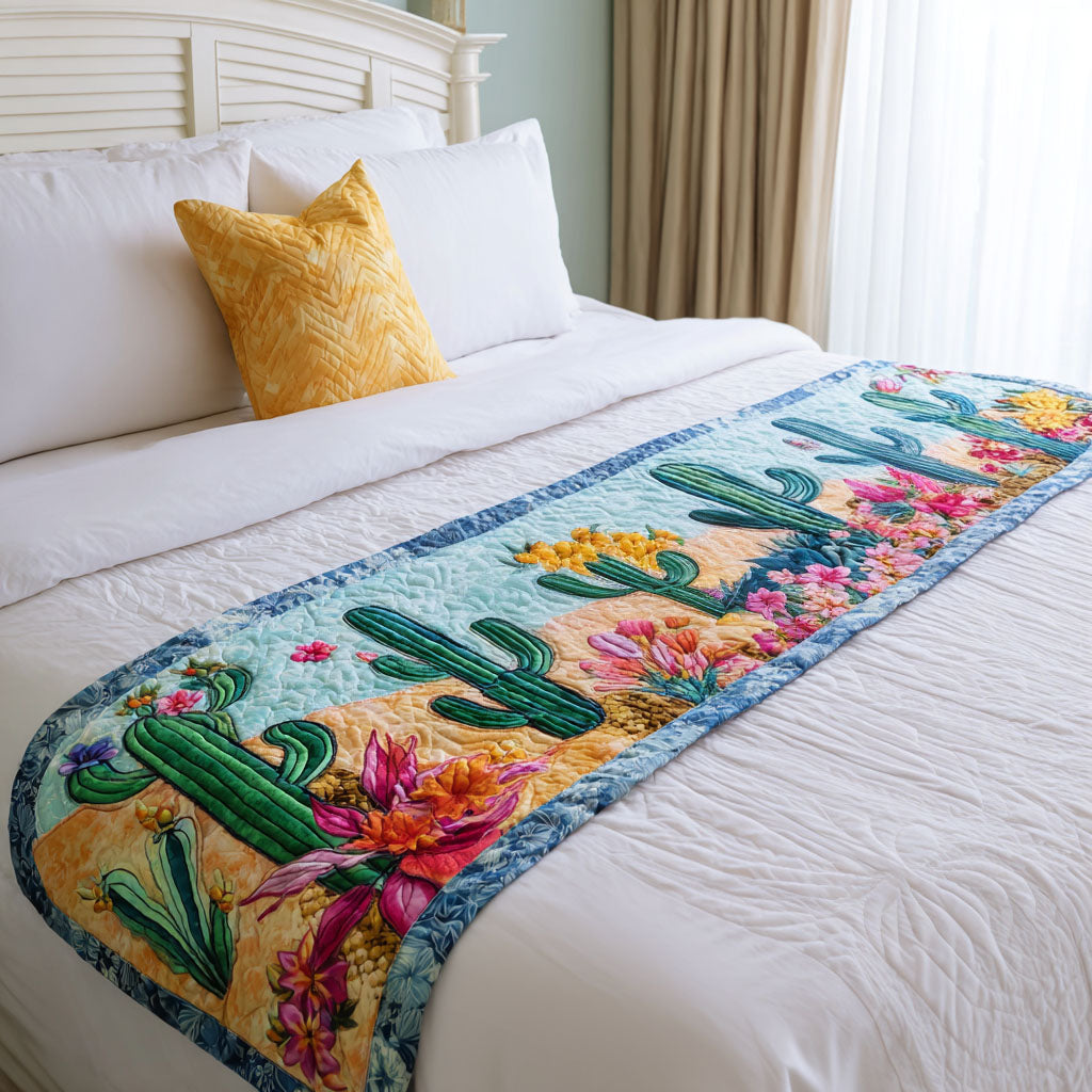 Desert Whispers Quilted Bed Runner Bed Decorations Unique Cactus Gifts
