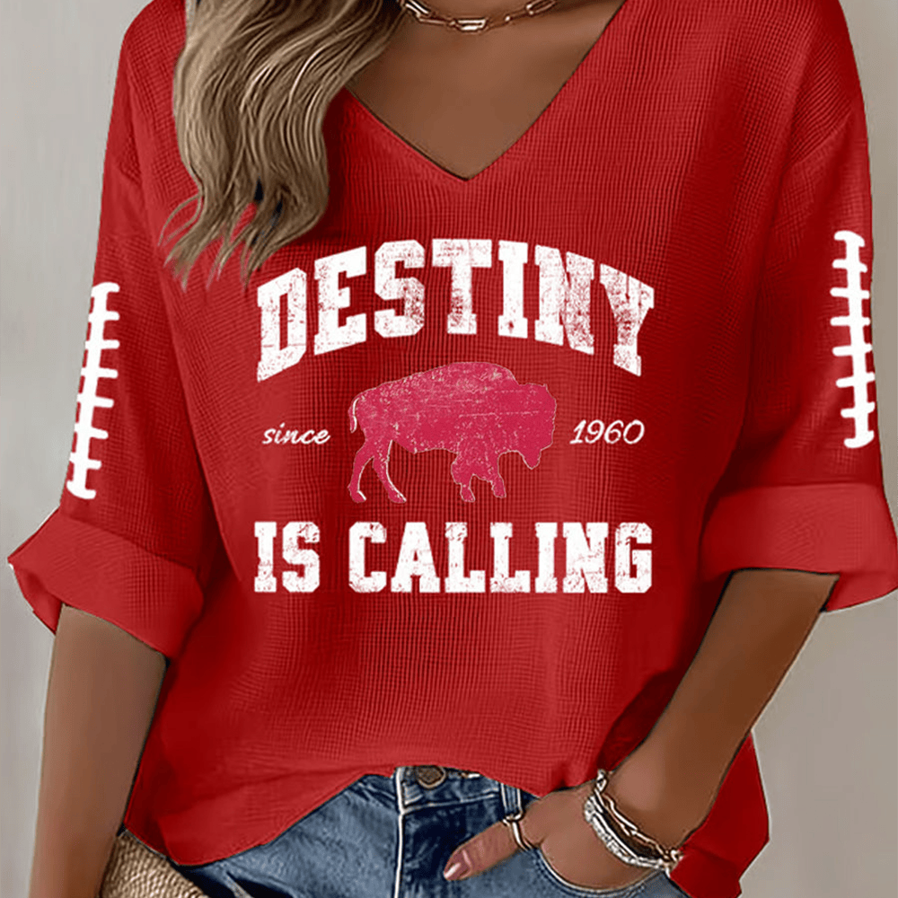 Destiny Is Calling Est 1960 V-Neck Long Sleeve Shirt Buffalo Bills Merchandise Football Gift Ideas