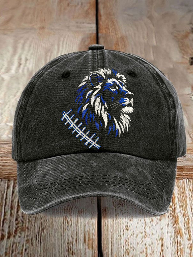 Detroit Football Hat Embroidered Lion Hat Game Day Cap Detroit Pride Merch Gift For Football Fan