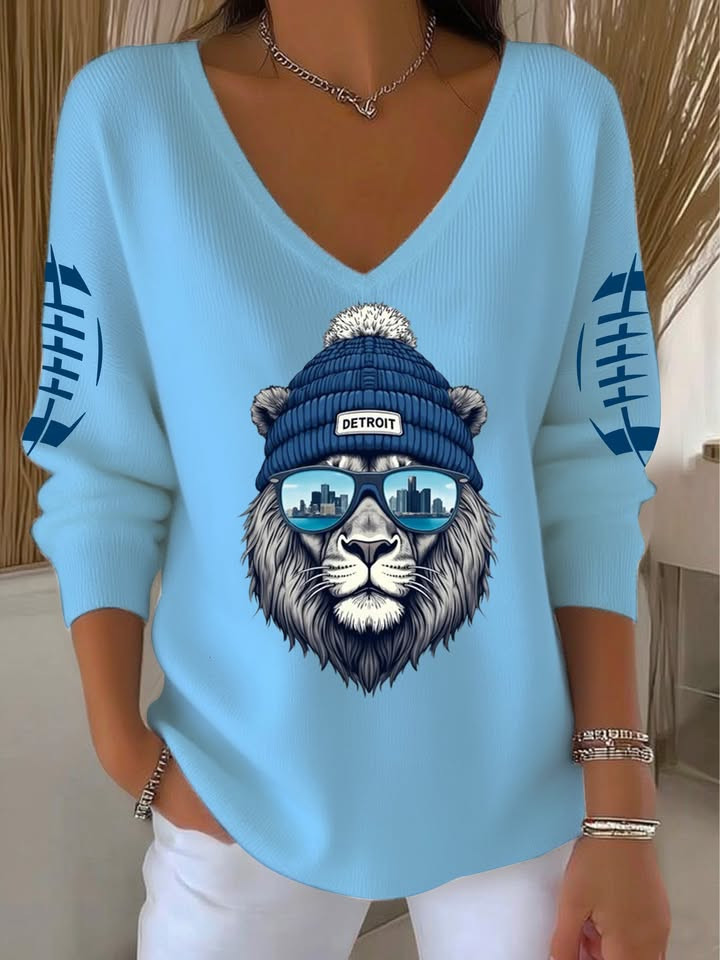 Detroit Football Long V-Neck Shirt Detroit Pride Merch Game Day Football Shirts