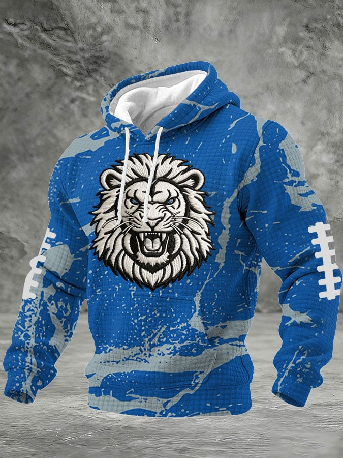 Detroit Football Waffle Hoodie Lions Merch Detroit Pride Hoodie DL Game Day Gifts For Husband