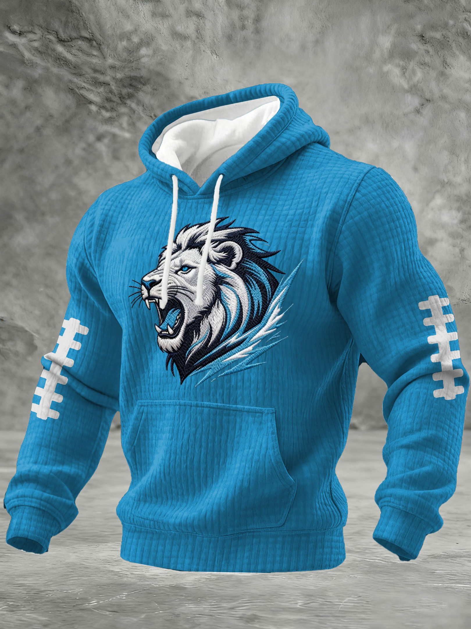 Detroit Football Waffle Hoodie Lions Merch Forever Detroit Game Day Clothes Fans Gifts