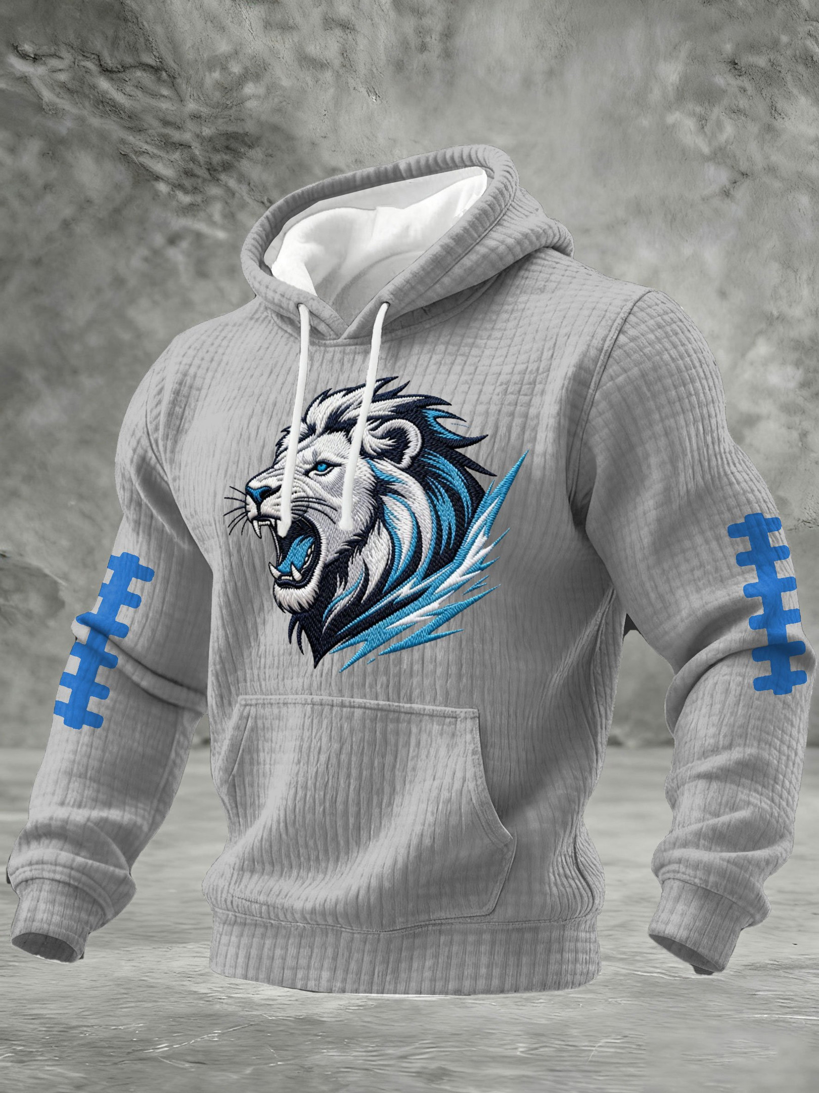 Detroit Football Waffle Hoodie Lions Merch Forever Detroit Game Day Clothes Fans Gifts