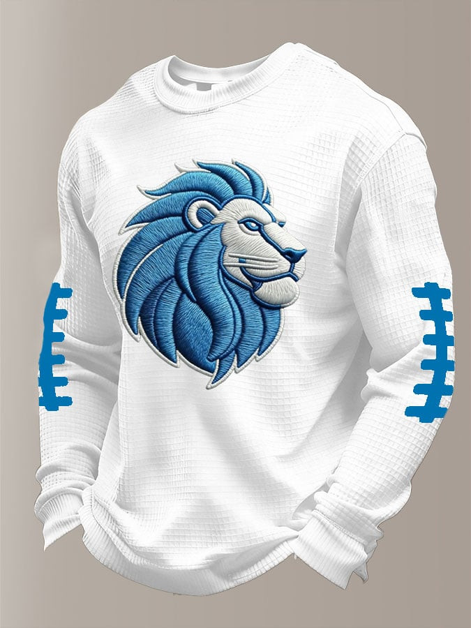 Detroit Football Waffle Long Sleeve T-Shirt Lions Merch Detroit Victory Game Day Clothing
