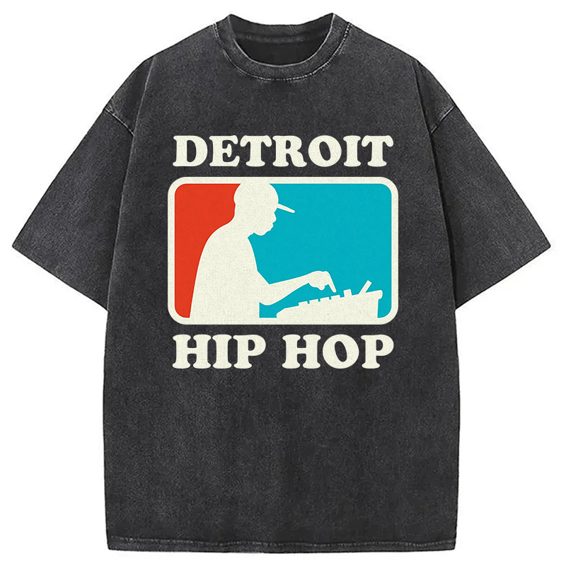 Detroit Hip Hop Washed T-Shirt Classic Graphic Fashion Tee Gifts For Sister