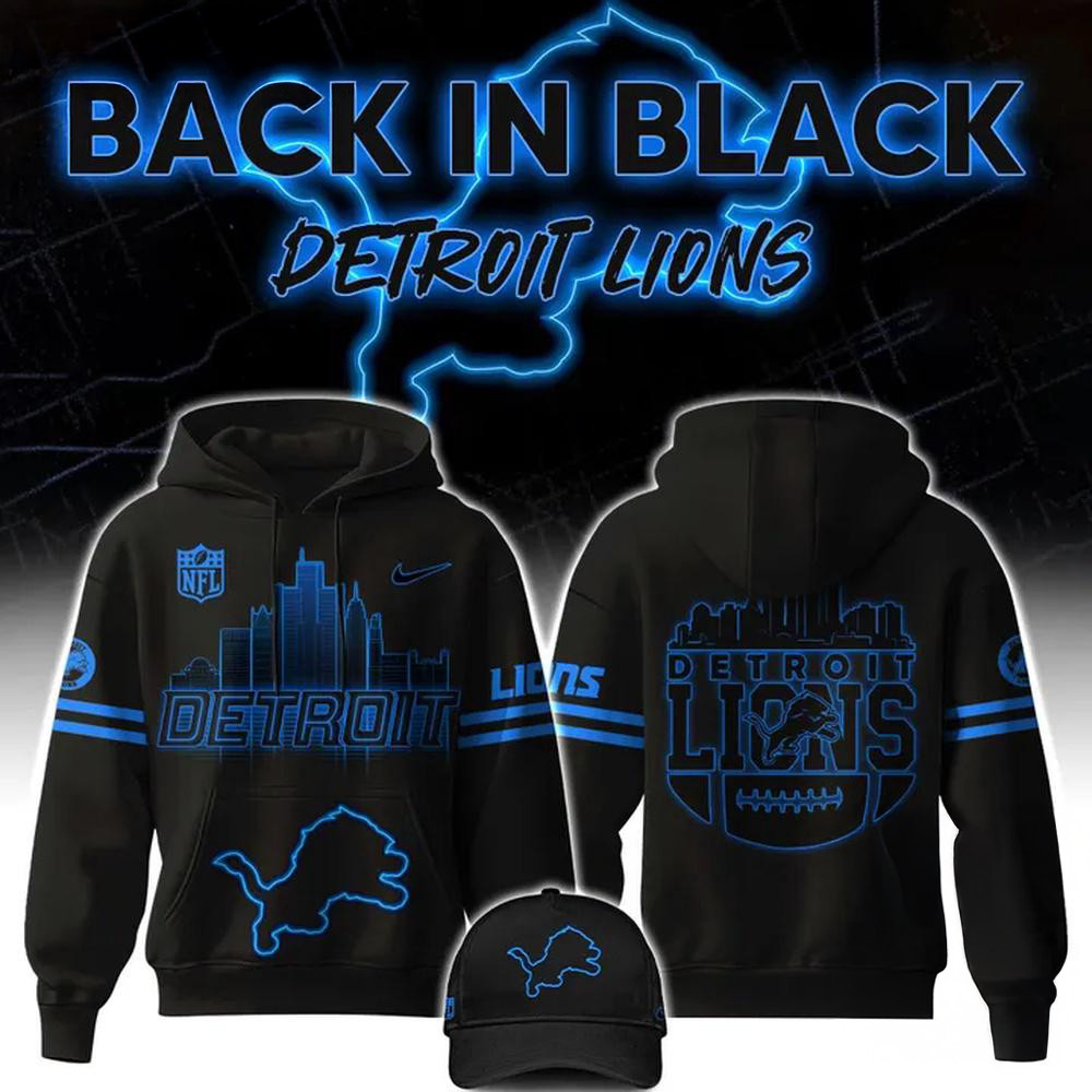 Detroit Lions Back In Black 2024 NFL Limited Hoodie Football Fan Gift Ideas