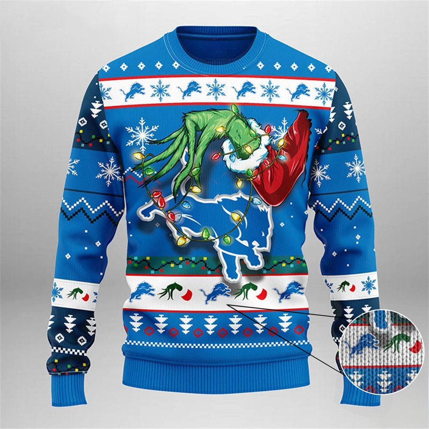 Detroit Lions Christmas Ugly Sweater Grinch Football Team Spirit Gifts For Xmas