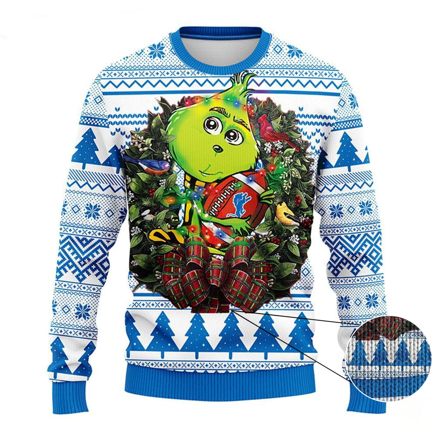Detroit Lions Christmas Ugly Sweater Grinch Hug Xmas Day Show Your Team Spirit Sweater