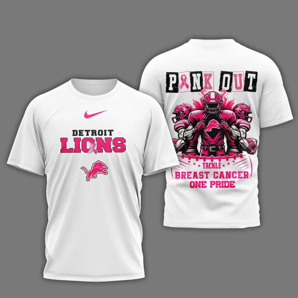 Detroit Lions Football Pink Out Tackle Breast Cancer Shirt Football Gifts For Men