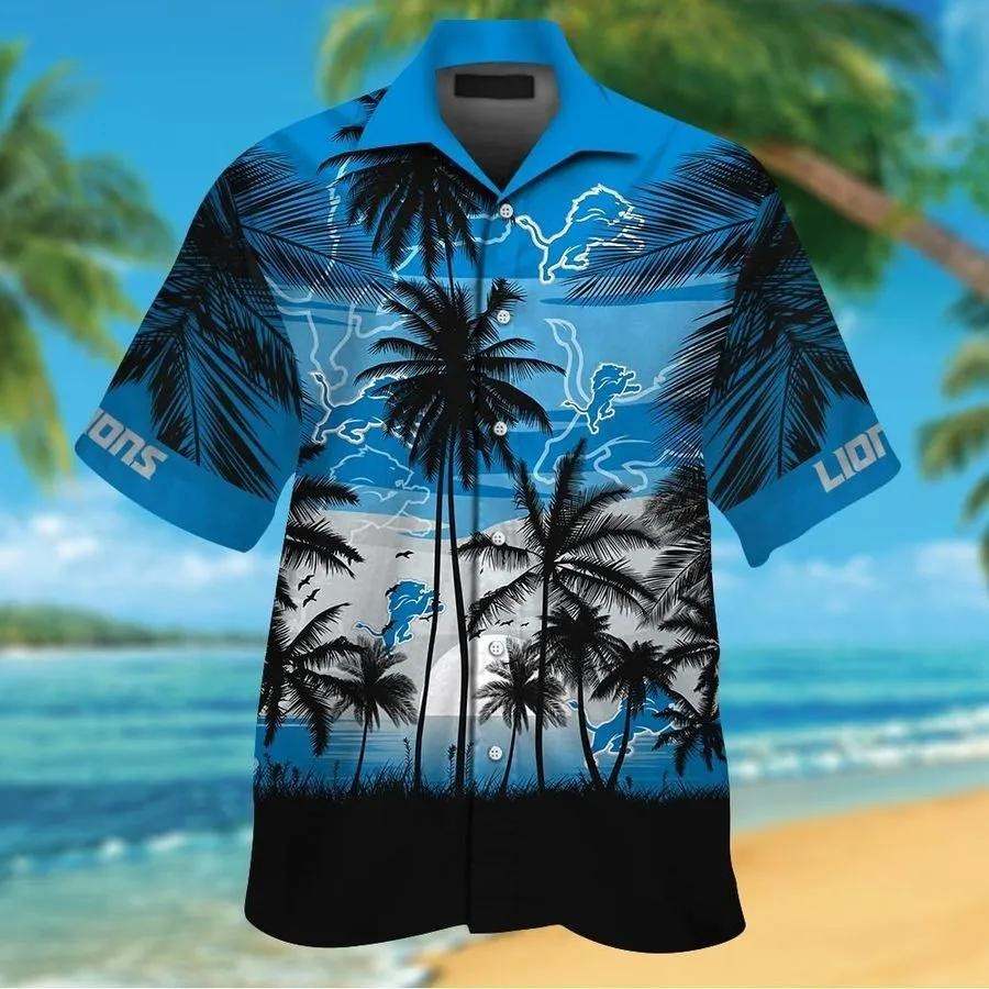Detroit Lions Hawaiian Shirt Blue Detroit Lions Team Shirt Gifts For Football Fan