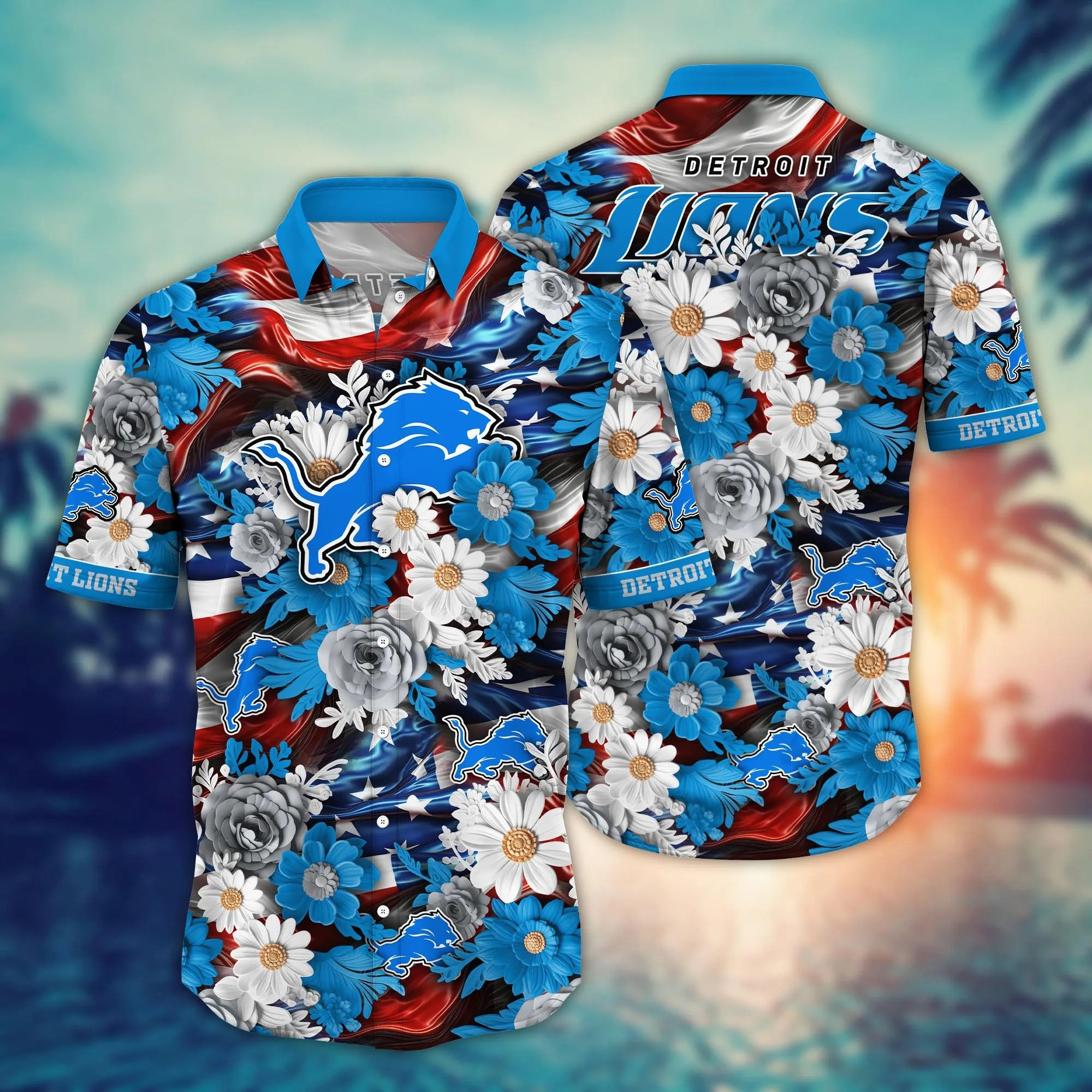 Detroit Lions Hawaiian Shirt Detroit Lions NFL Shirt Independence Day Gifts For Fan