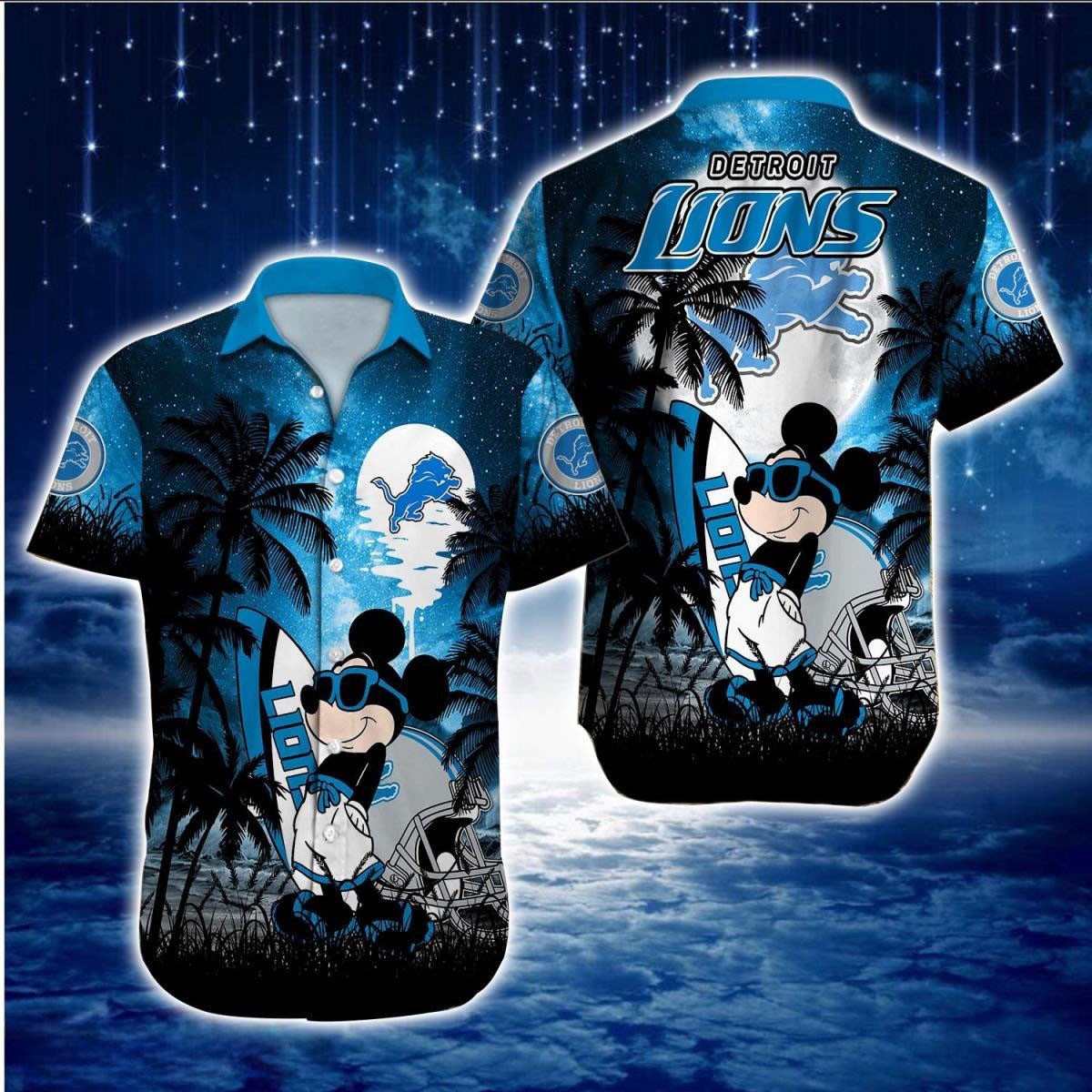Detroit Lions Hawaiian Shirt Mickey NFL Aloha Shirt For Football Fans
