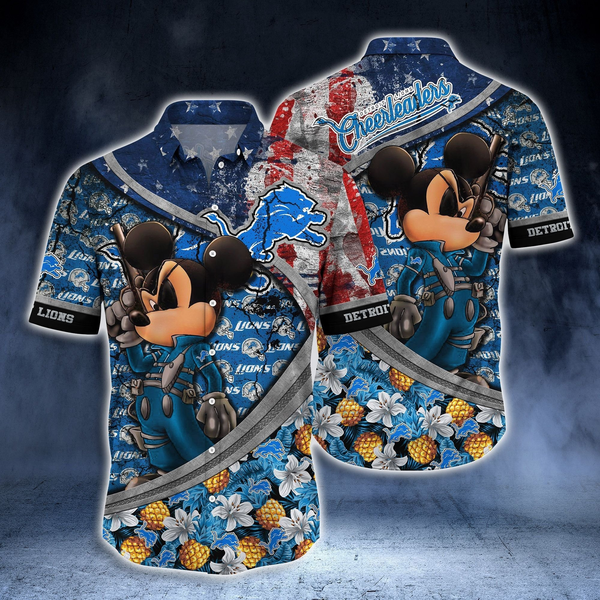 Detroit Lions Hawaiian Shirt Mickey NFL Vintage Aloha Shirt For Football Lovers
