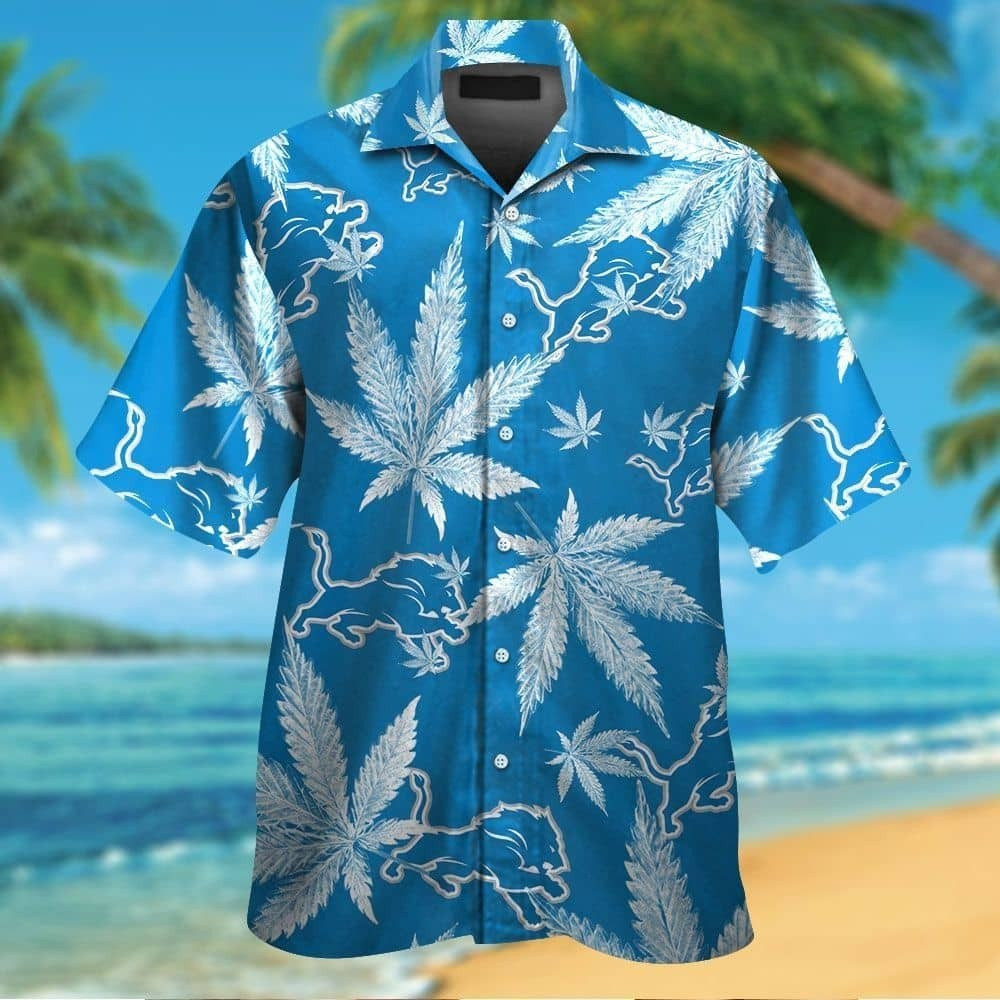 Detroit Lions Hawaiian Shirt Tropical Button Up Shirt Gifts For Football Fan