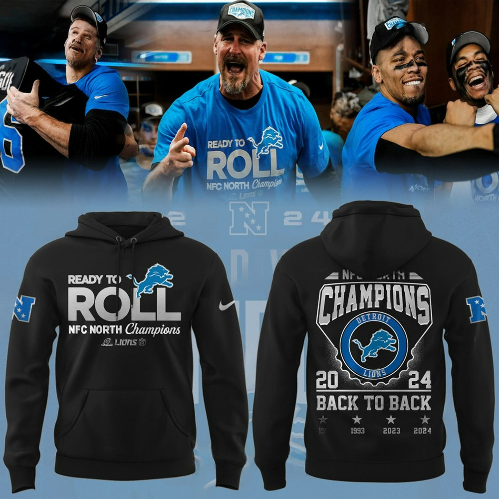 Detroit Lions NFC North Division Champions 2024 Black New Hoodie Football Lovers Gifts