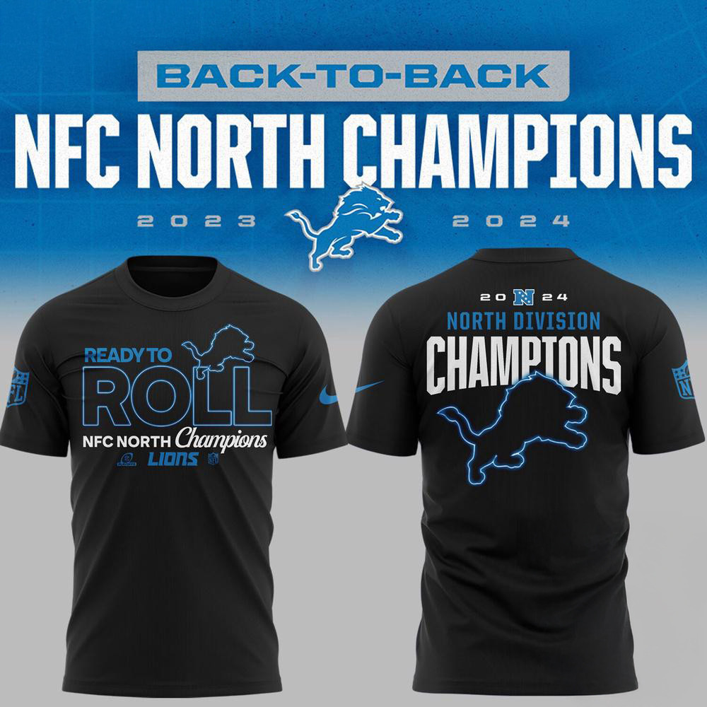 Detroit Lions NFC North Division Champions 2024 Black New Shirt Football Lovers Gifts