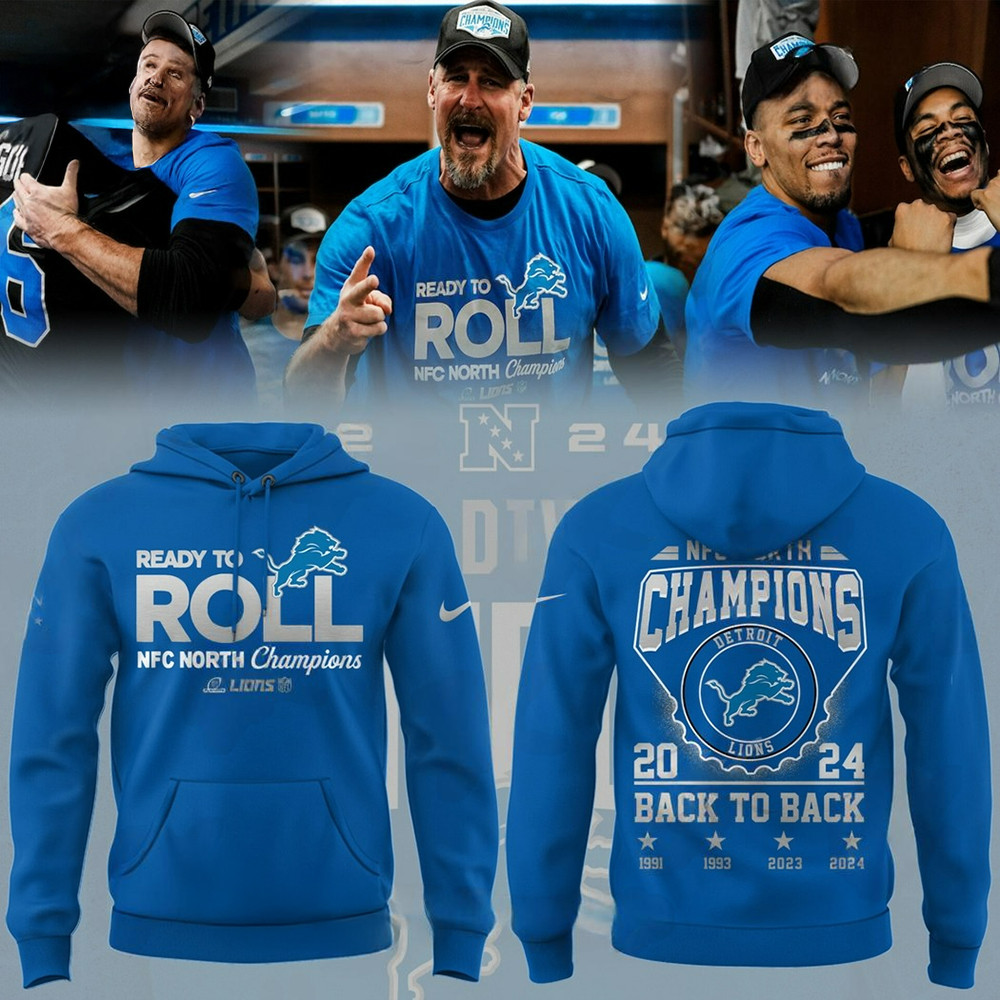 Detroit Lions NFC North Division Champions 2024 Blue New Hoodie Football Fan Gifts