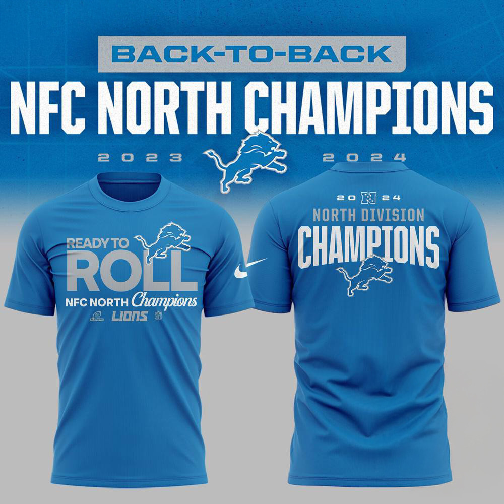 Detroit Lions NFC North Division Champions 2024 Blue New Shirt Football Fan Gifts