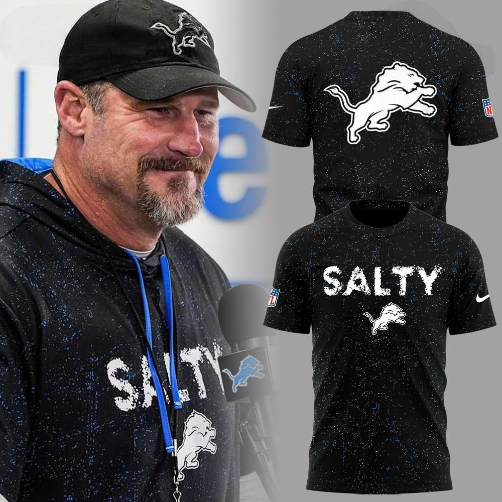 Detroit Lions Salty Sports Black 2025 Shirt Presents For Football Lovers