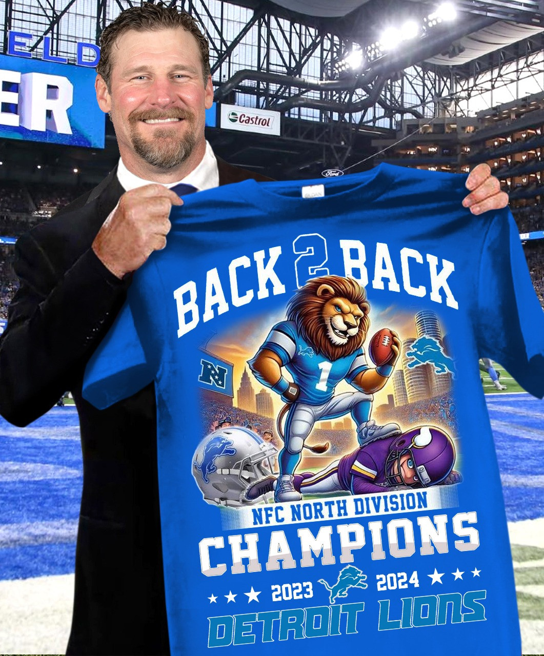 Detroit Lions Shirt Back 2 Back NFC North Division Champions 2023 2024 Football Fan Gifts
