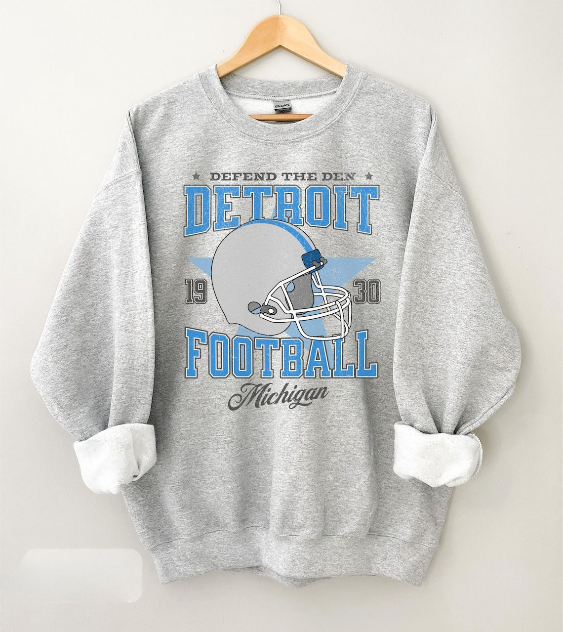 Detroit Lions Sweatshirt Lions Football Crewneck Gifts For Football Fans