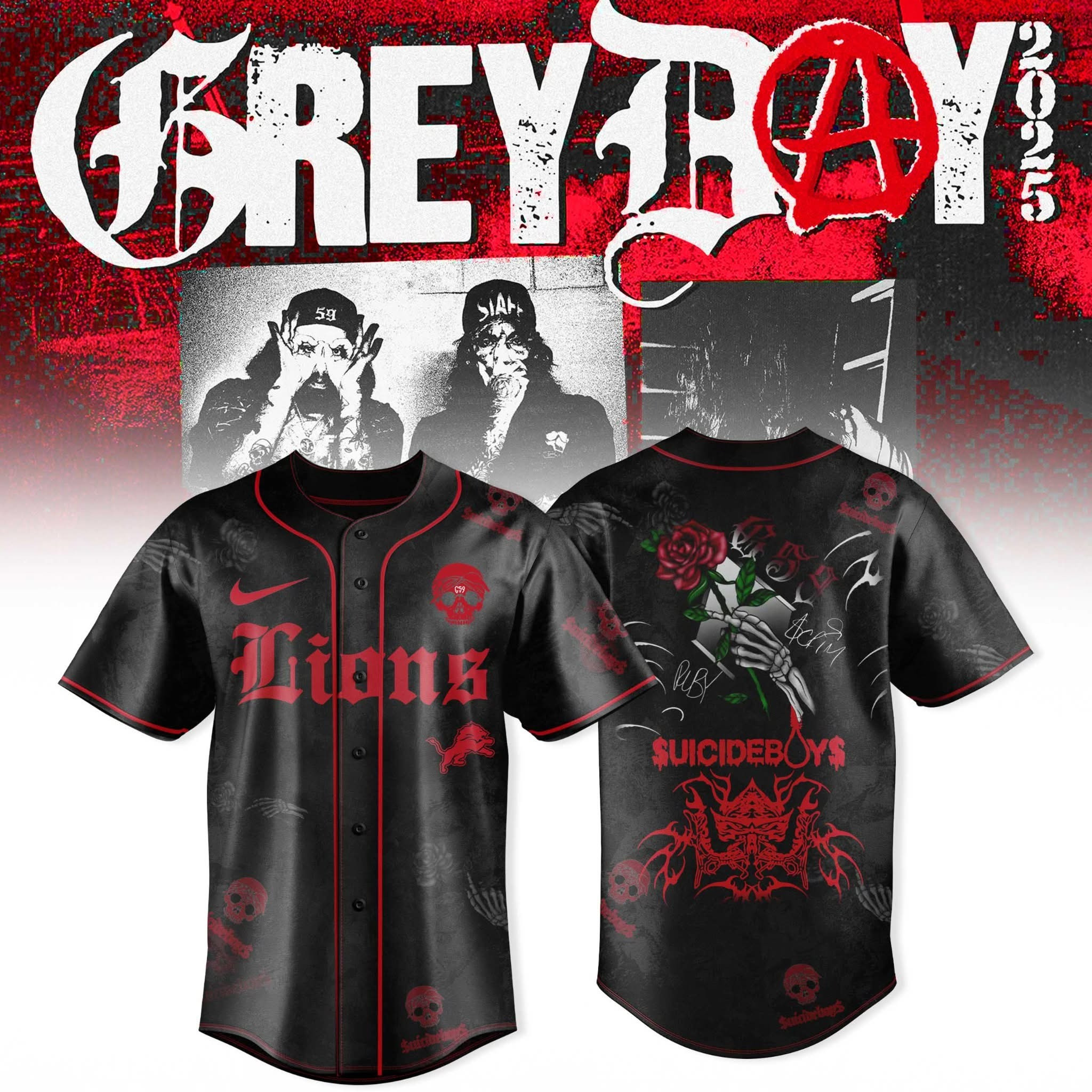 Detroit Lions x $uicideboy$ Grey Day Tour Merch 2025 Jersey Concert Fan Gifts For Him