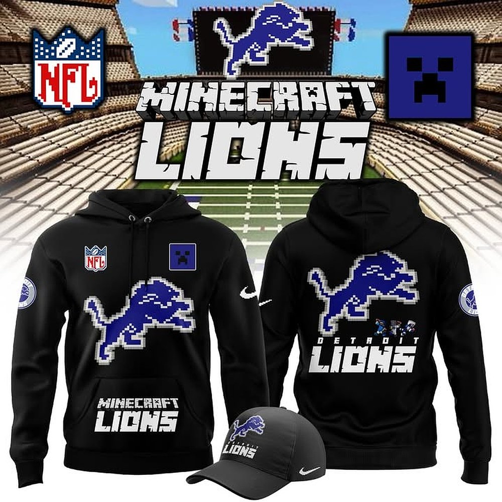 Detroit Lions x Minecraft Limited Edition 2025 Hoodie Best Gift For Game And Football Fans