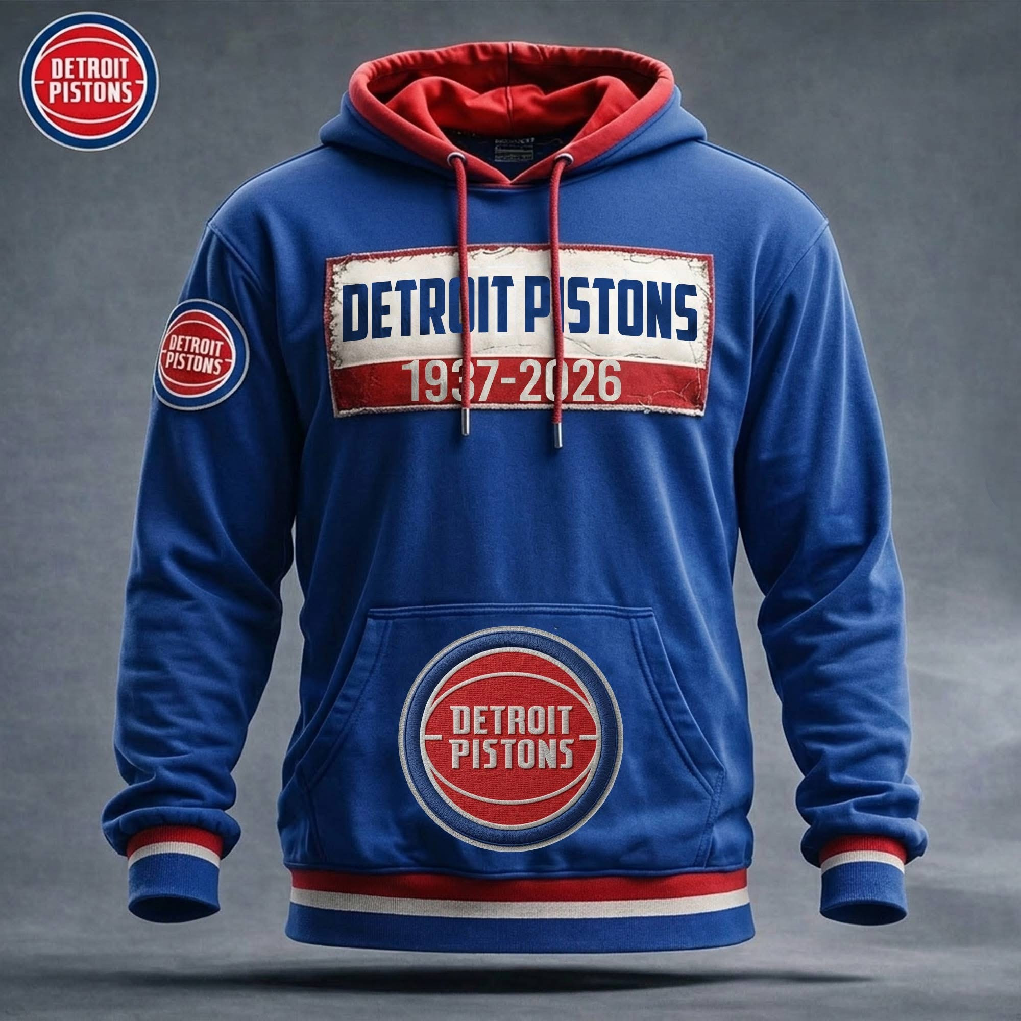 Detroit Pistons 1937 2026 Anniversary Hoodie NBA Fan Gear Match Day Clothing Best Gift For Pistons Fans