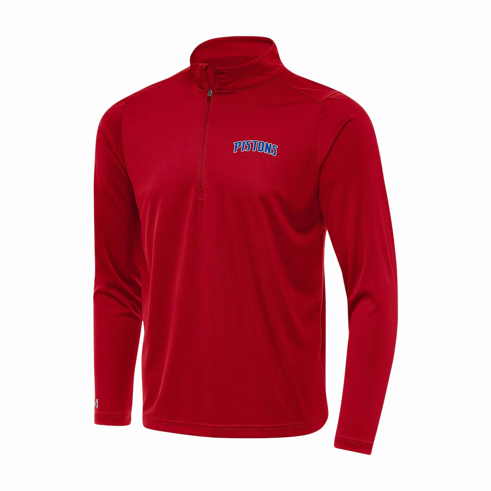 Detroit Pistons Arched Logo Red Half Zip Sweatshirt Detroit Pistons Merch Gift For NBA Fans