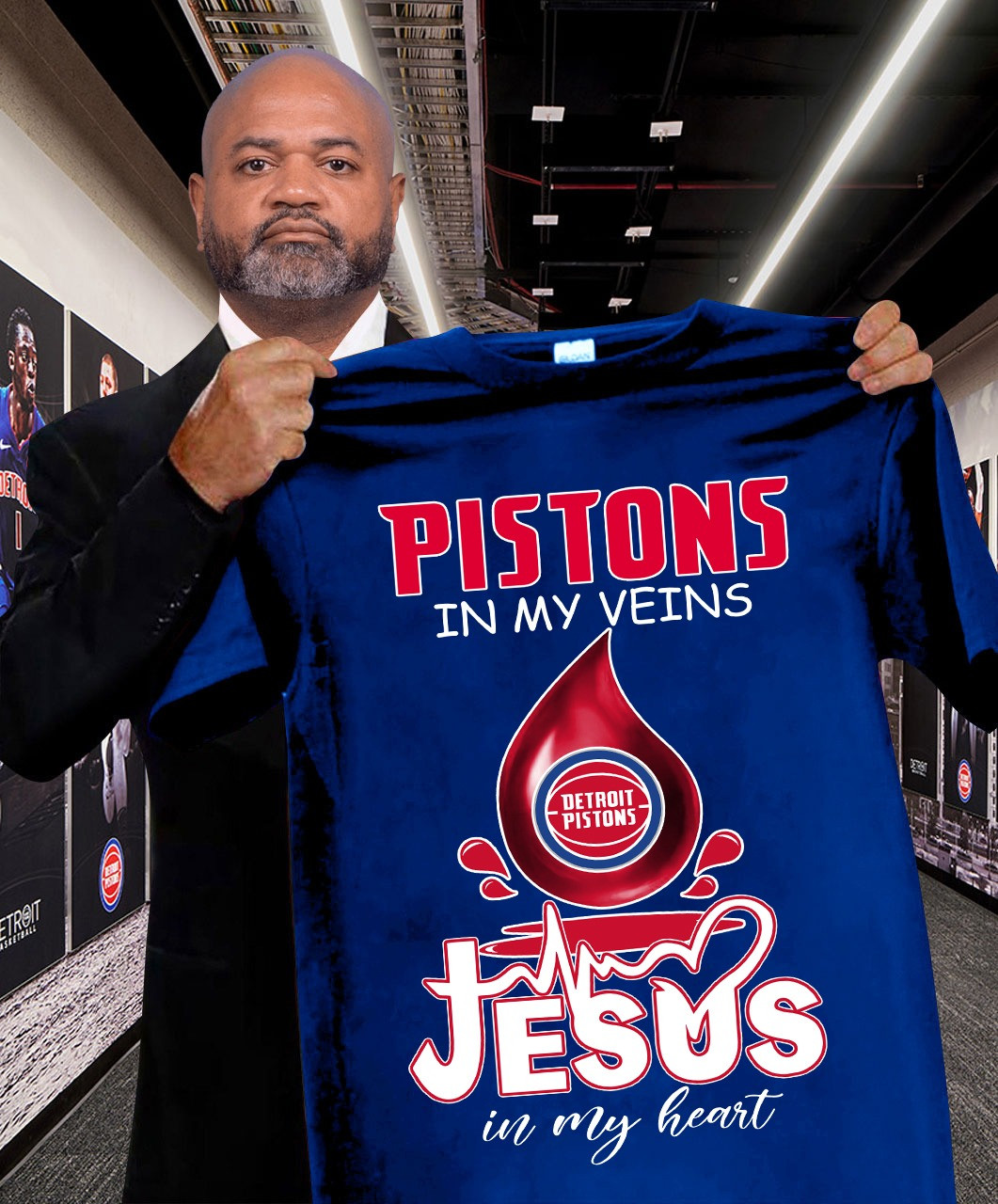 Detroit Pistons In My Veins Jesus In My Heart Shirt Faith Gifts For Basketball Fans