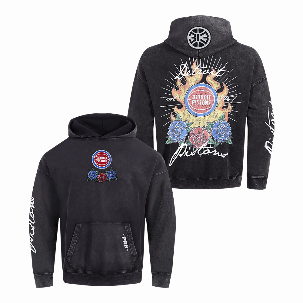 Detroit Pistons Merch Flame Rose Detroit Pistons Hoodie Gift Ideas For Superfans