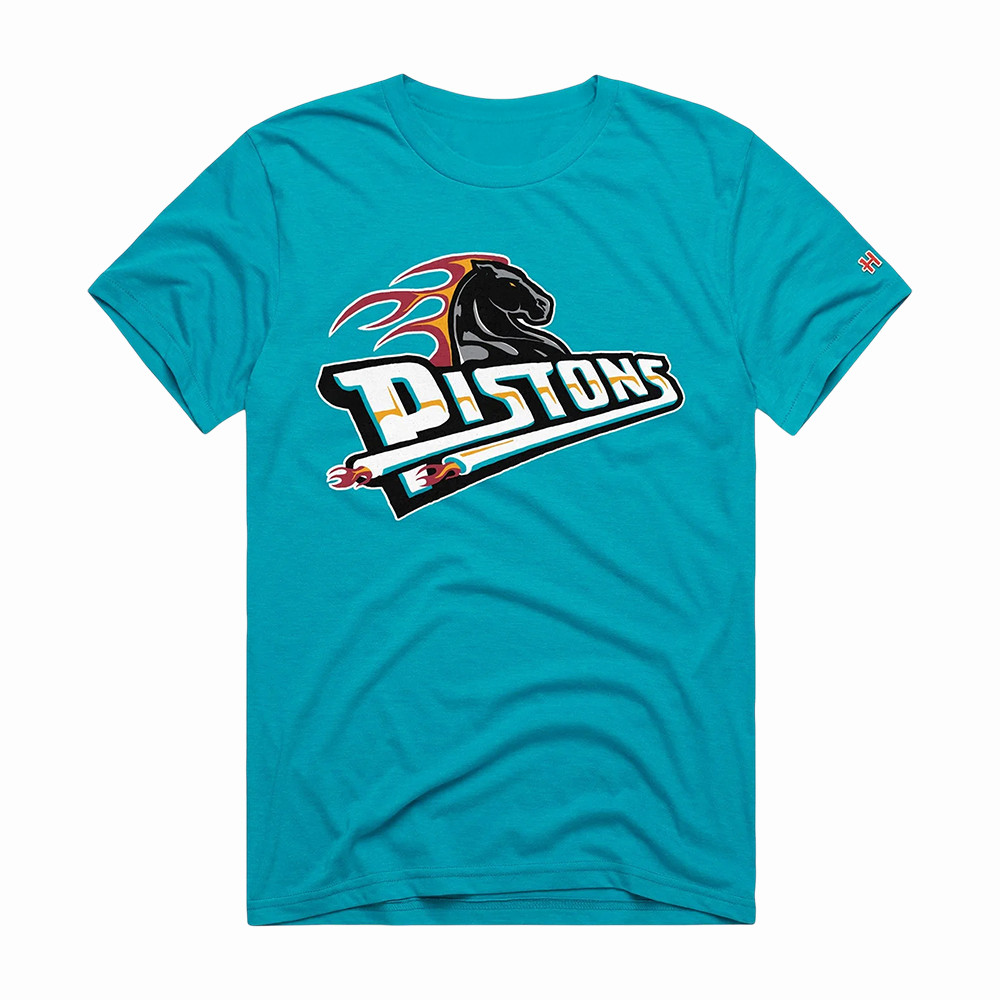 Detroit Pistons Merch Flaming Iron Horse T-Shirt Gift For Sports Lovers