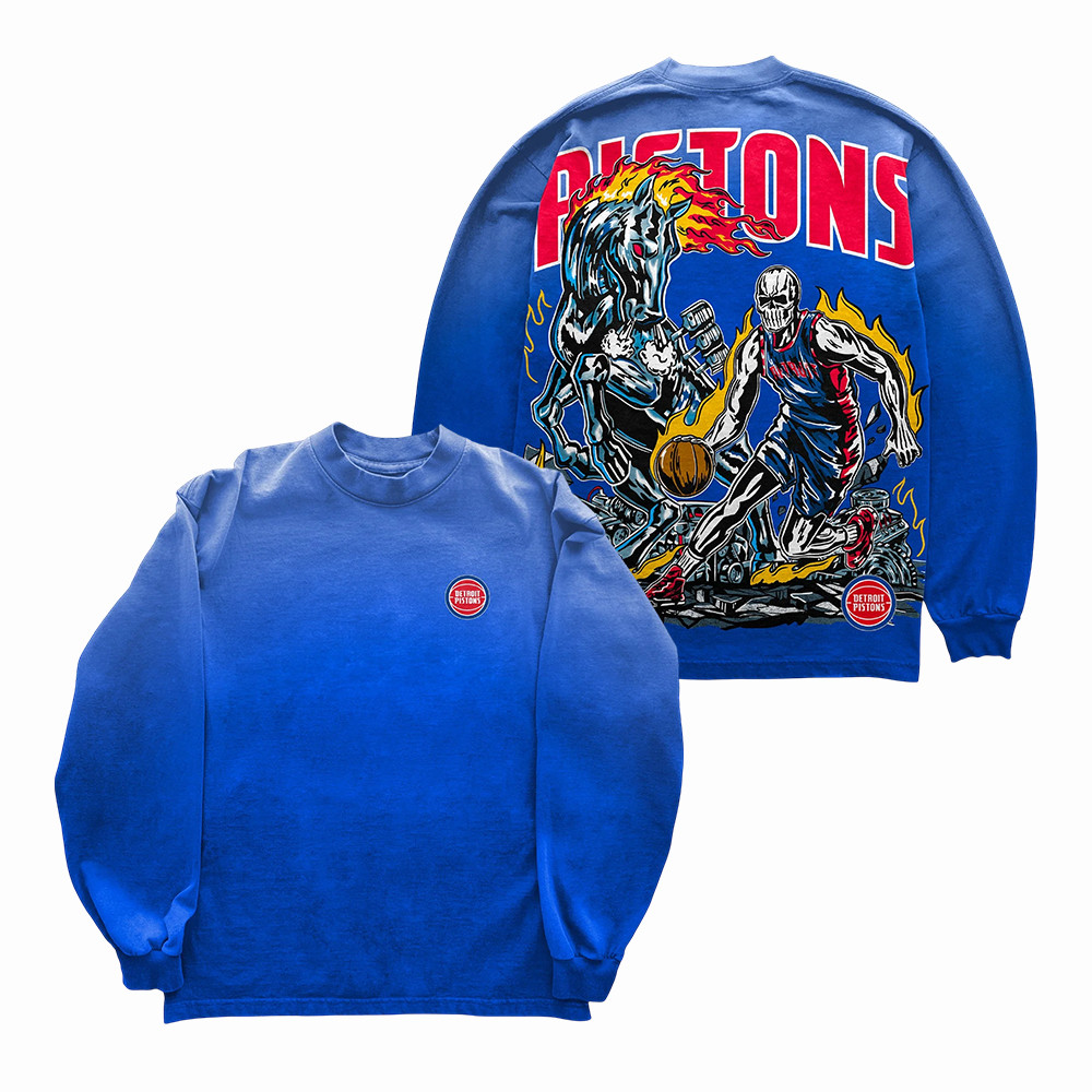Detroit Pistons Merch Pistons 313 Basketball Long Sleeve Shirt Gift For Diehard Fans