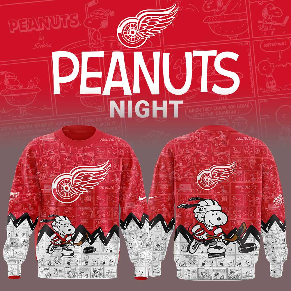 Detroit Red Wings Anniversary Of Peanuts Sweatshirt Gifts For Ice Hockey Fans