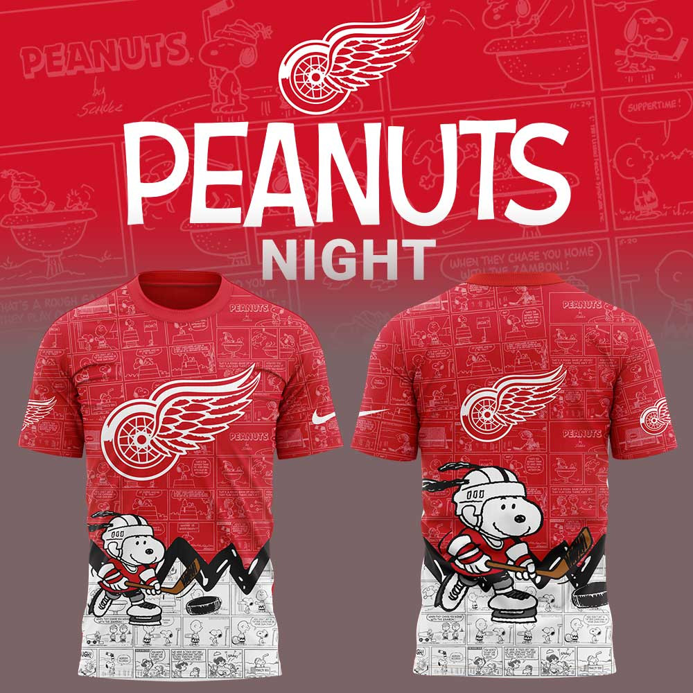 Detroit Red Wings Anniversary Of Peanuts T-Shirt Gifts For Hockey Lovers
