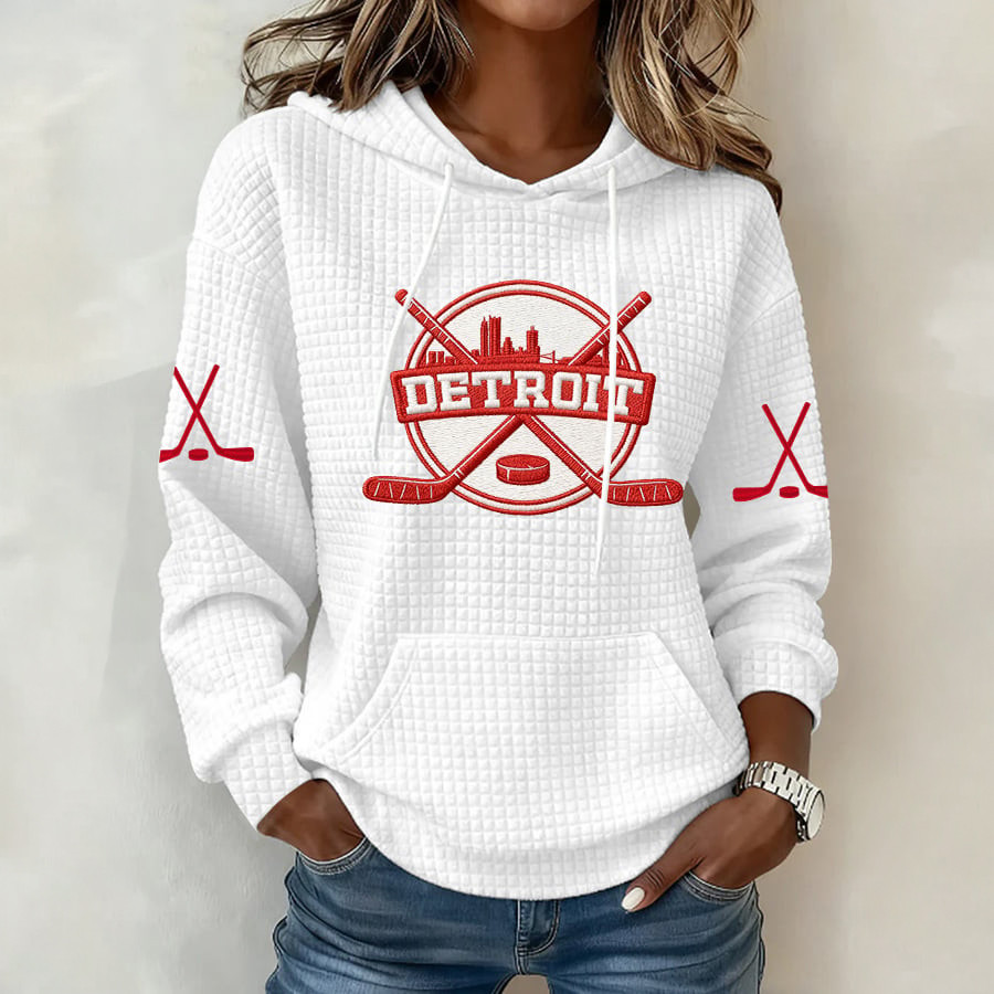 Detroit Red WIngs Ice Hockey Hoodie Hockey Apparel Present For Girlfriend