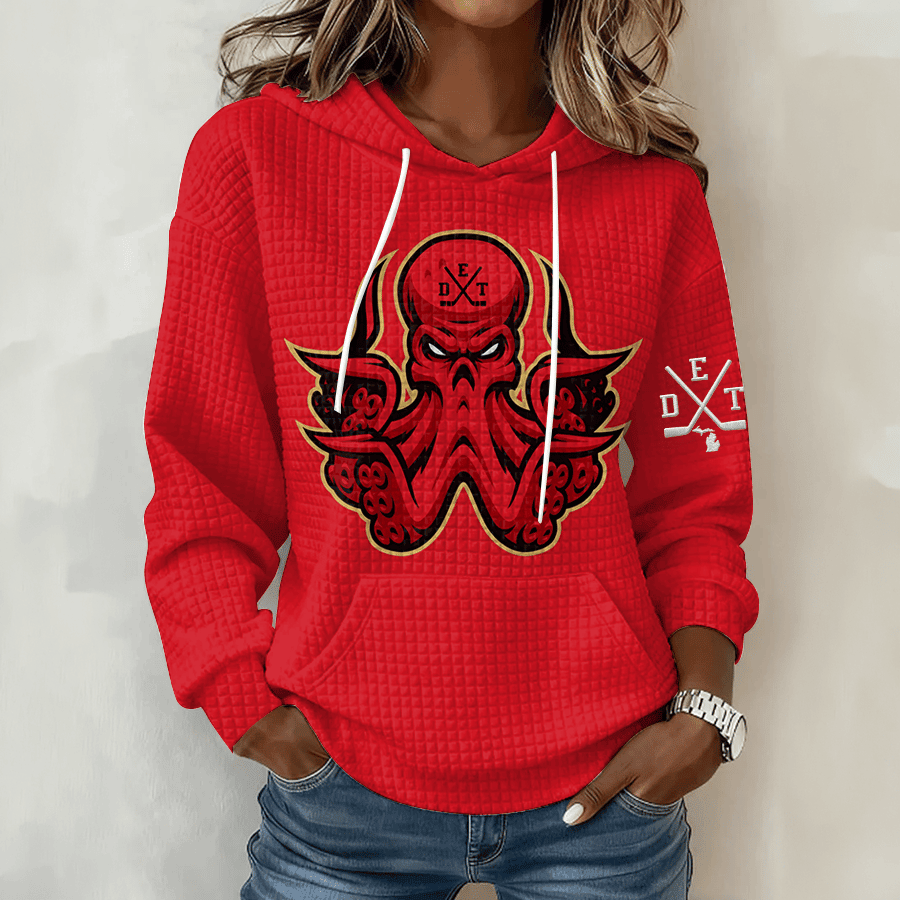 Detroit Red Wings Ice Hockey Octopus Hoodie Game Day Clothing Hockey Gear For Her