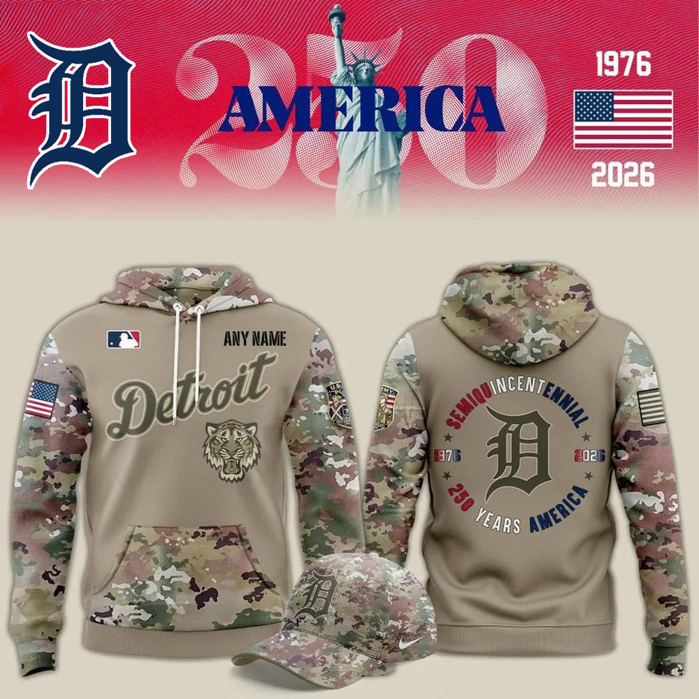 Detroit Tigers 250 Years America x Flag Day Limited Edition Camo Hoodie Fans Gifts