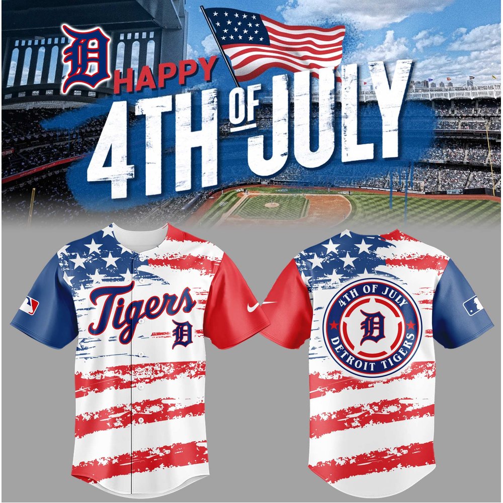 Detroit Tigers 4th of July Baseball Jersey Detroit Tigers Merch Unique Baseball Gifts For Fans