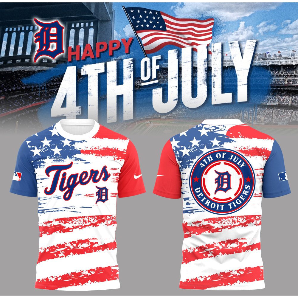 Detroit Tigers 4th of July Baseball T-Shirt Detroit Tigers Merch Best Gifts For Baseball Fans