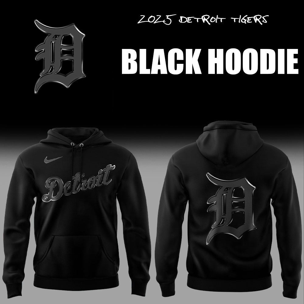 Detroit Tigers Back In Black Hoodie Baseball Player Gift Ideas