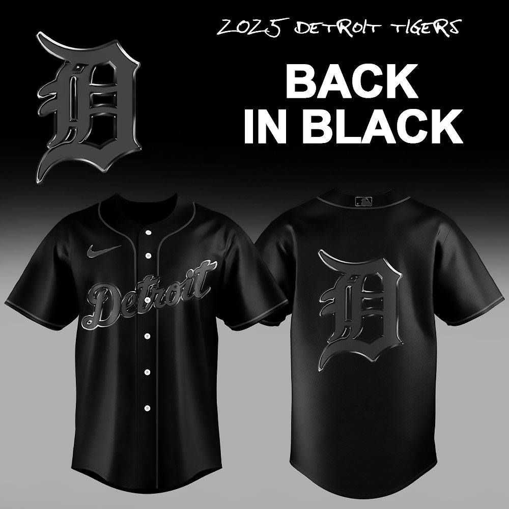 Detroit Tigers Back In Black Limited Edition Baseball Jersey Baseball Player Gift Ideas
